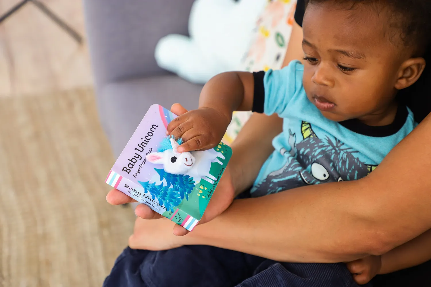 Baby Unicorn Finger Puppet pekefigur-bok enhjørning 0-2 år
