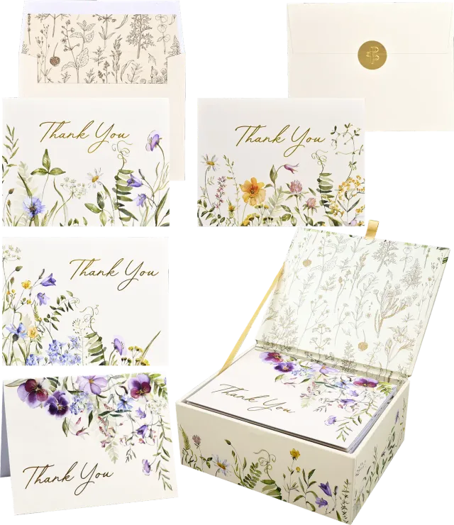 Peter Pauper Press Wildflowers takkekort 20 kort gullfolie