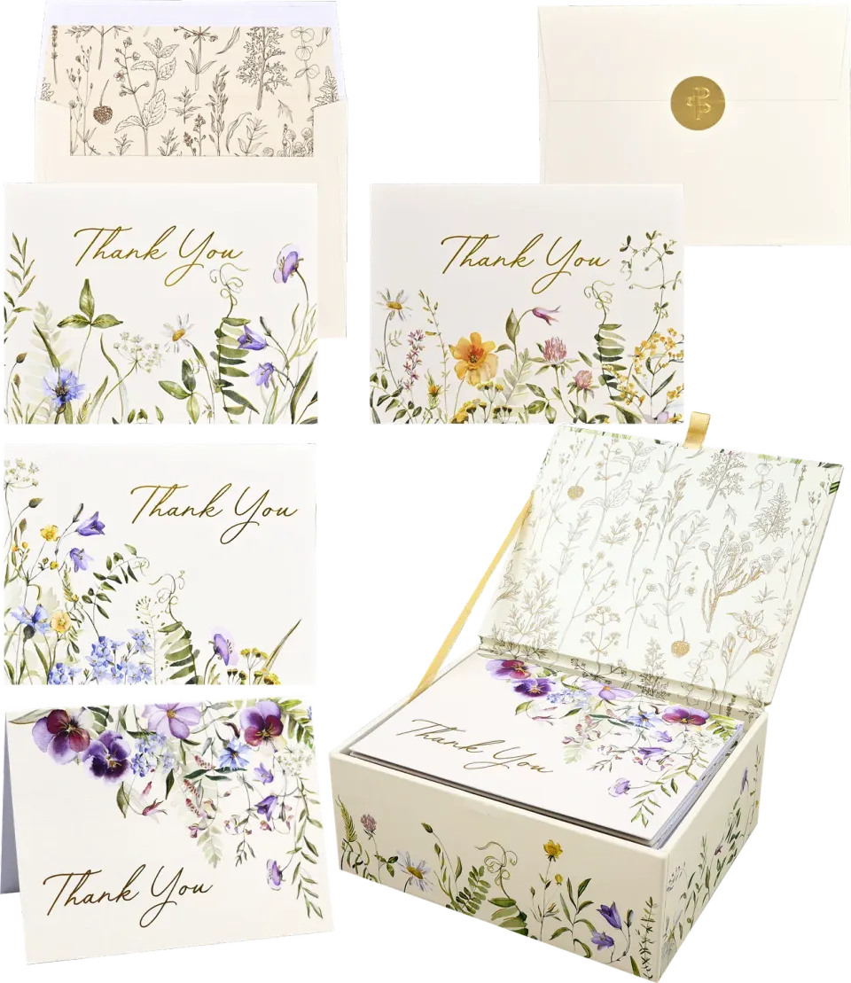 Peter Pauper Press Wildflowers takkekort 20 kort gullfolie