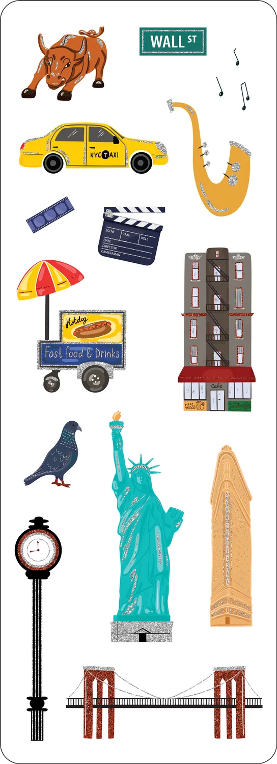 Peter Pauper Press New York klistremerkesett 90 stk folie