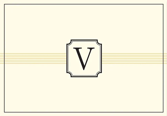 Peter Pauper Press Monogram V notatkort 14 stk elfenben