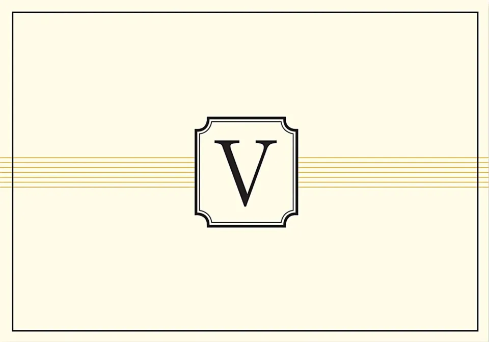 Peter Pauper Press Monogram V notatkort 14 stk elfenben