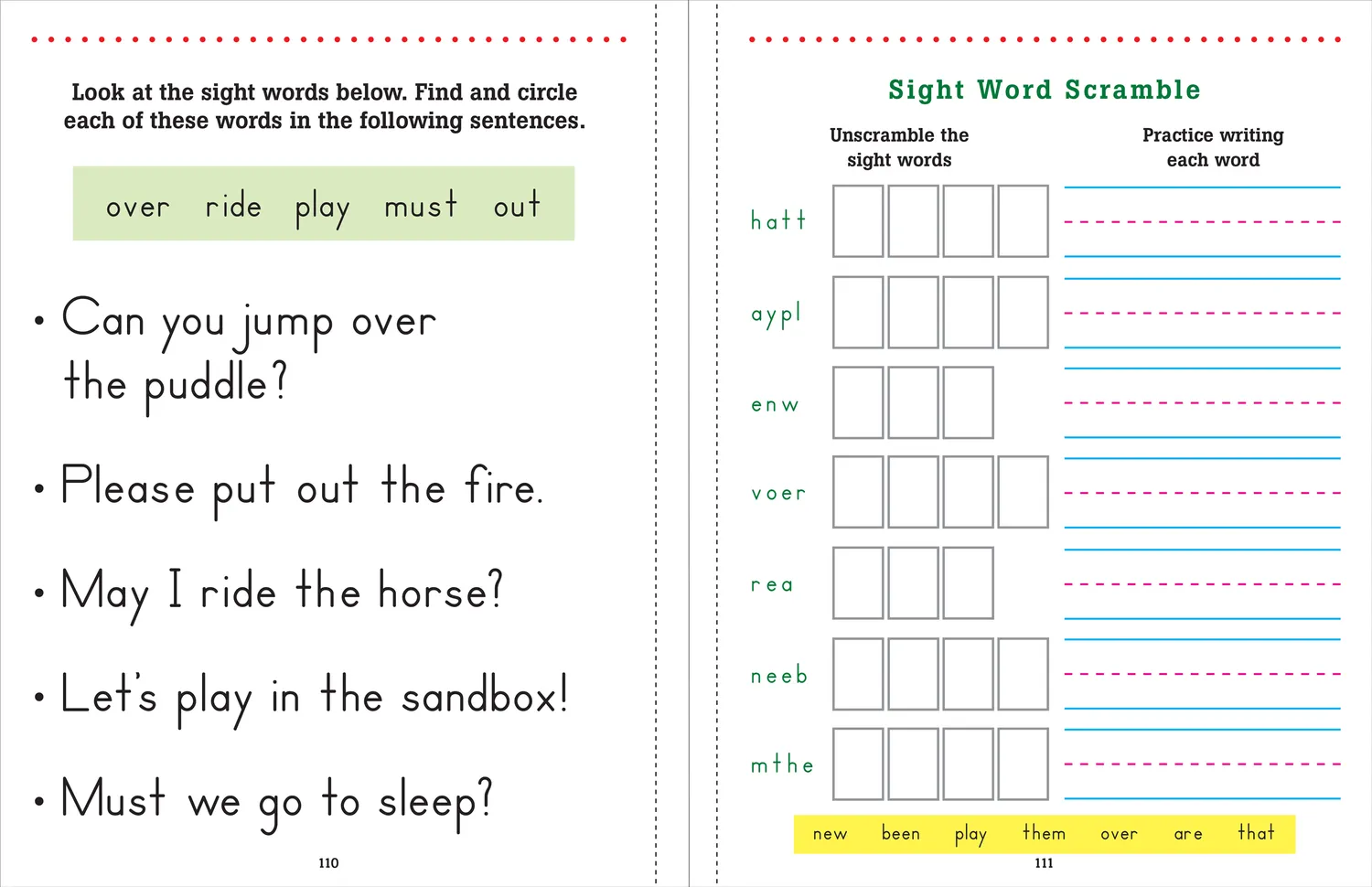 Trace & Learn Sight Words aktivitetsbok 112 sider engelsk