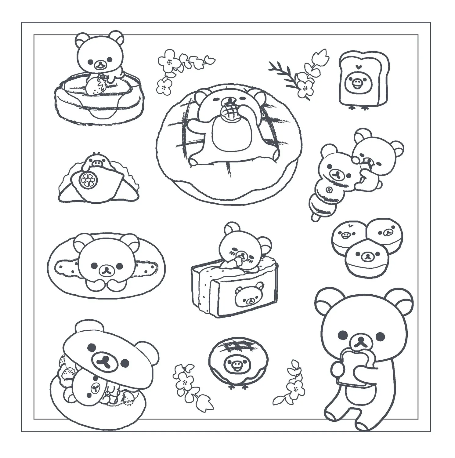 Rilakkuma Sweet & Savory Treats fargeleggingsbok pocket kawaii