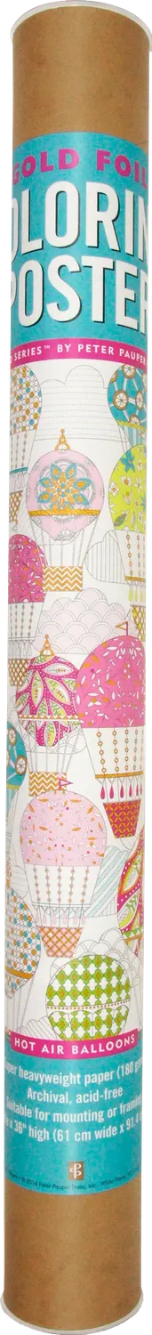 Peter Pauper Press Hot Air Balloons fargeleggingsplakat gullfolie
