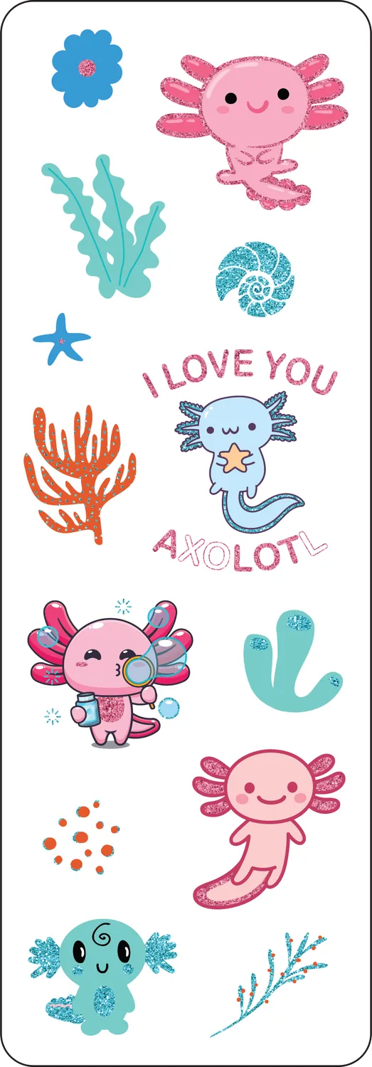 Peter Pauper Press Axolotls klistremerker 80-pk holografiske