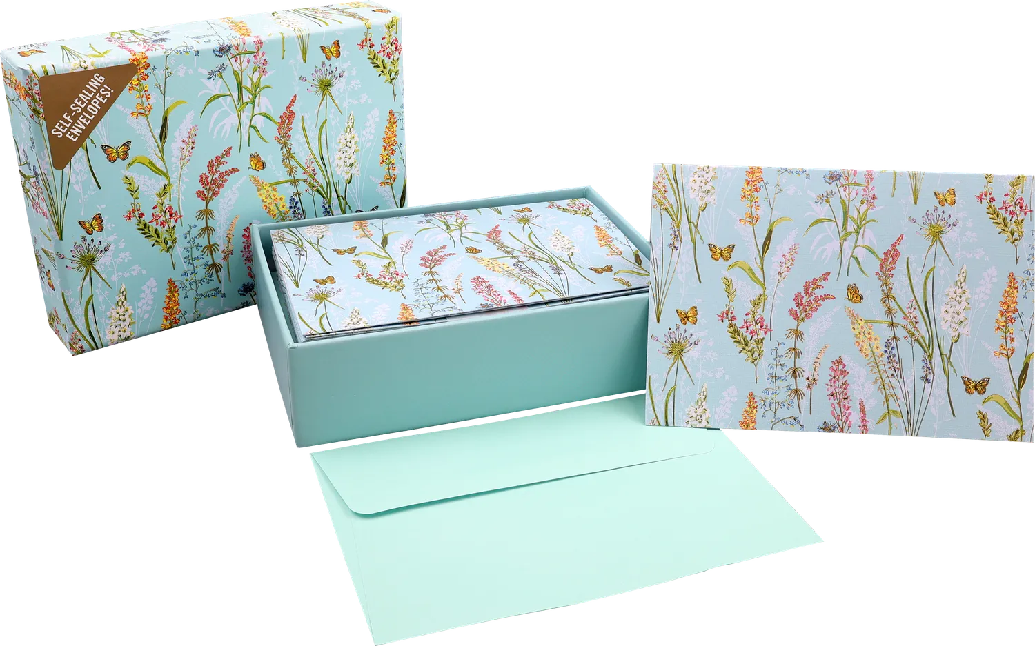 Peter Pauper Press Blooms & Butterflies notatkort 14-pk gullfolie