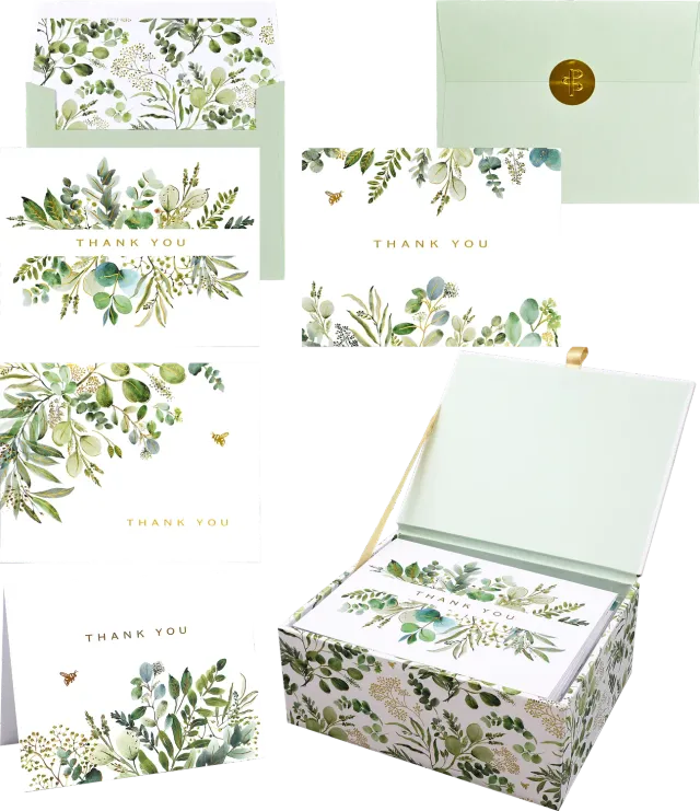 Peter Pauper Press Eucalyptus Premium takkekort 20 stk gullfolie
