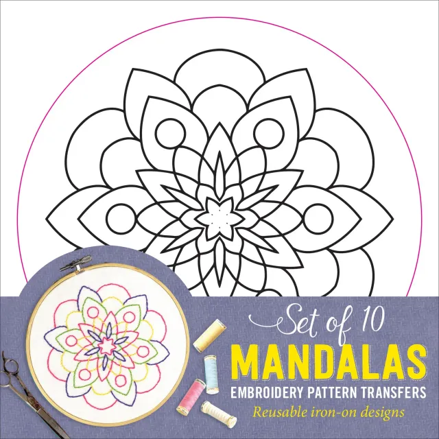 Peter Pauper Press Mandalas broderimønster strykeoverføring 10 stk