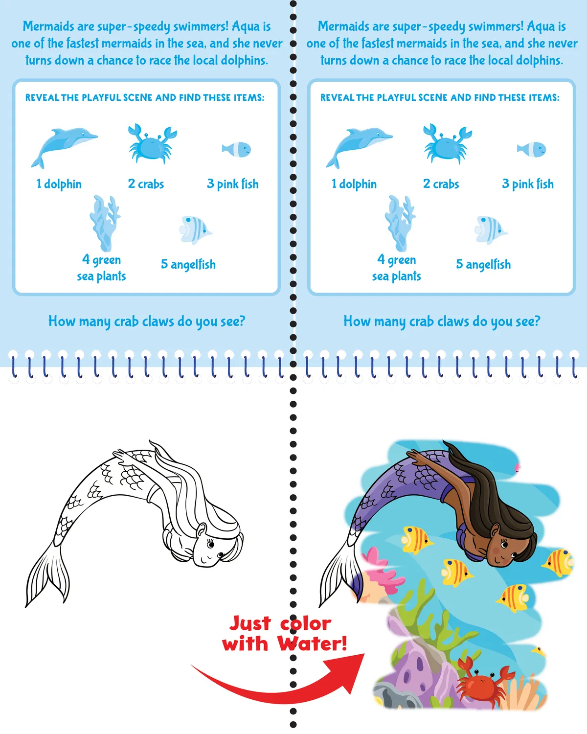 Color with Water Mermaids vannmalebok 4 brett