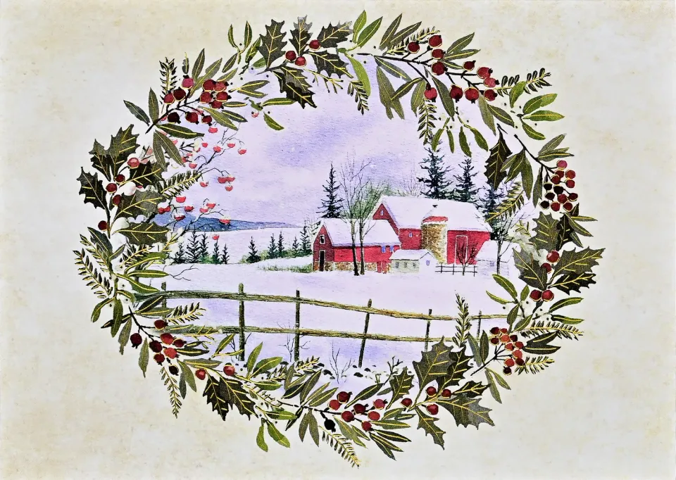 Peter Pauper Press Winter Holly julekort 20-pk gullfolie
