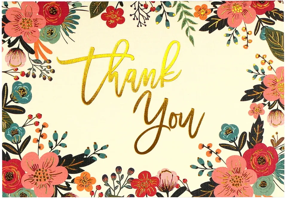 Peter Pauper Press Floral Frame Thank You Notes takkekort 14 stk