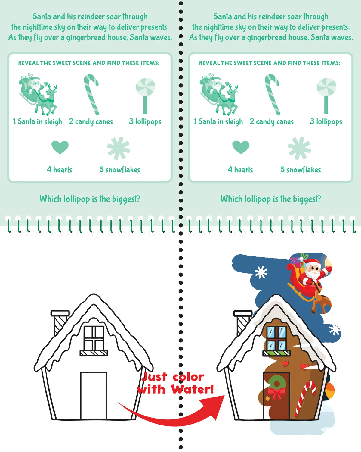 Peter Pauper Press Color With Water Christmas malebok vannpenn