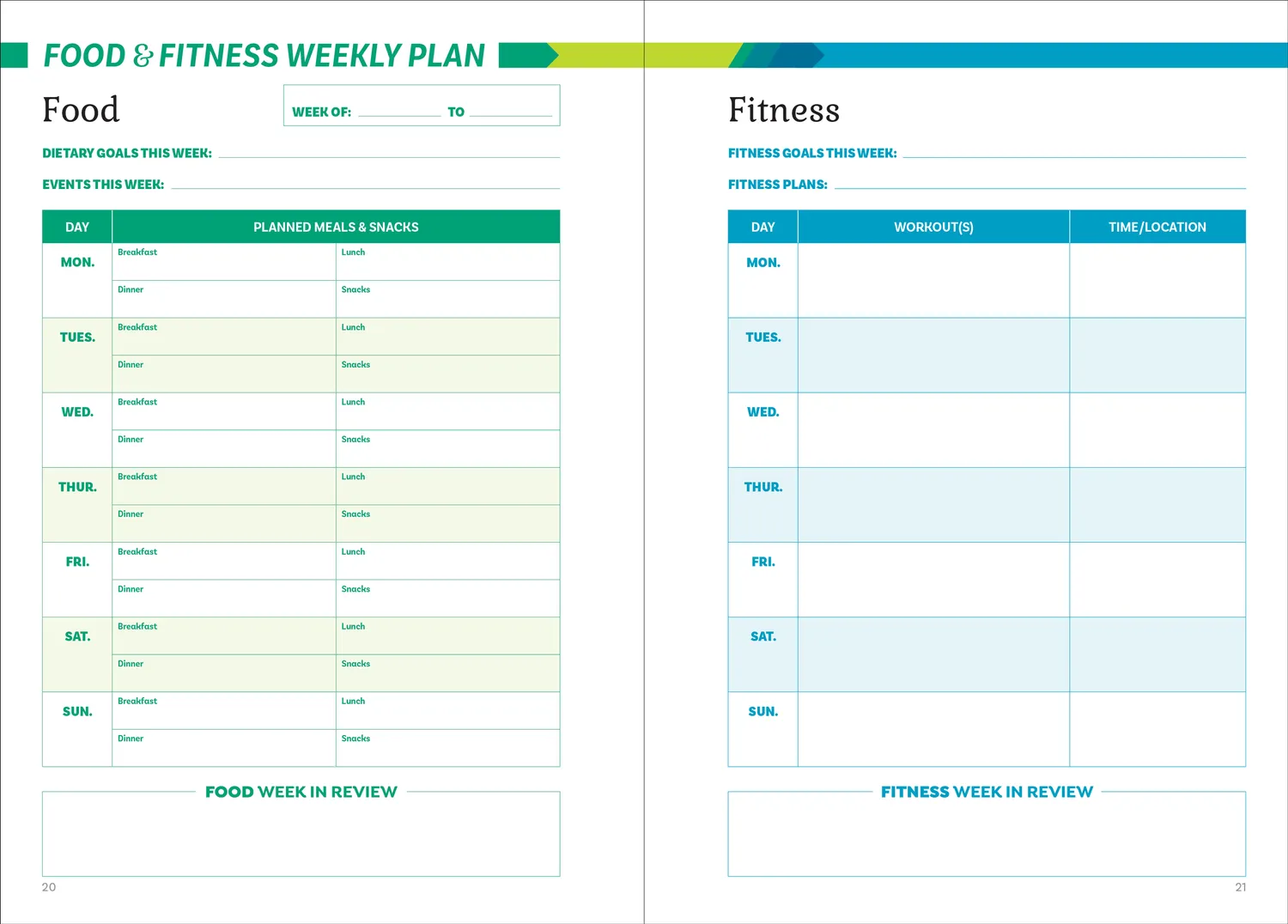 Peter Pauper Press Food & Fitness Logbook treningsdagbok 3 mnd