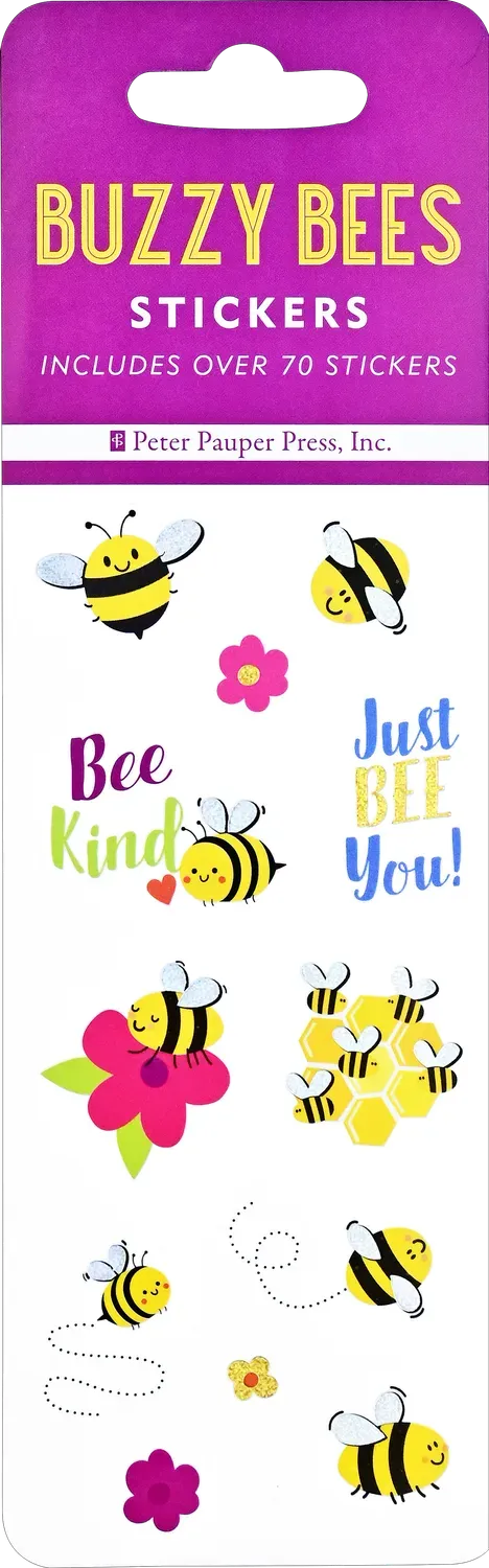 Peter Pauper Press Buzzy Bees klistremerker 70-pk holografisk