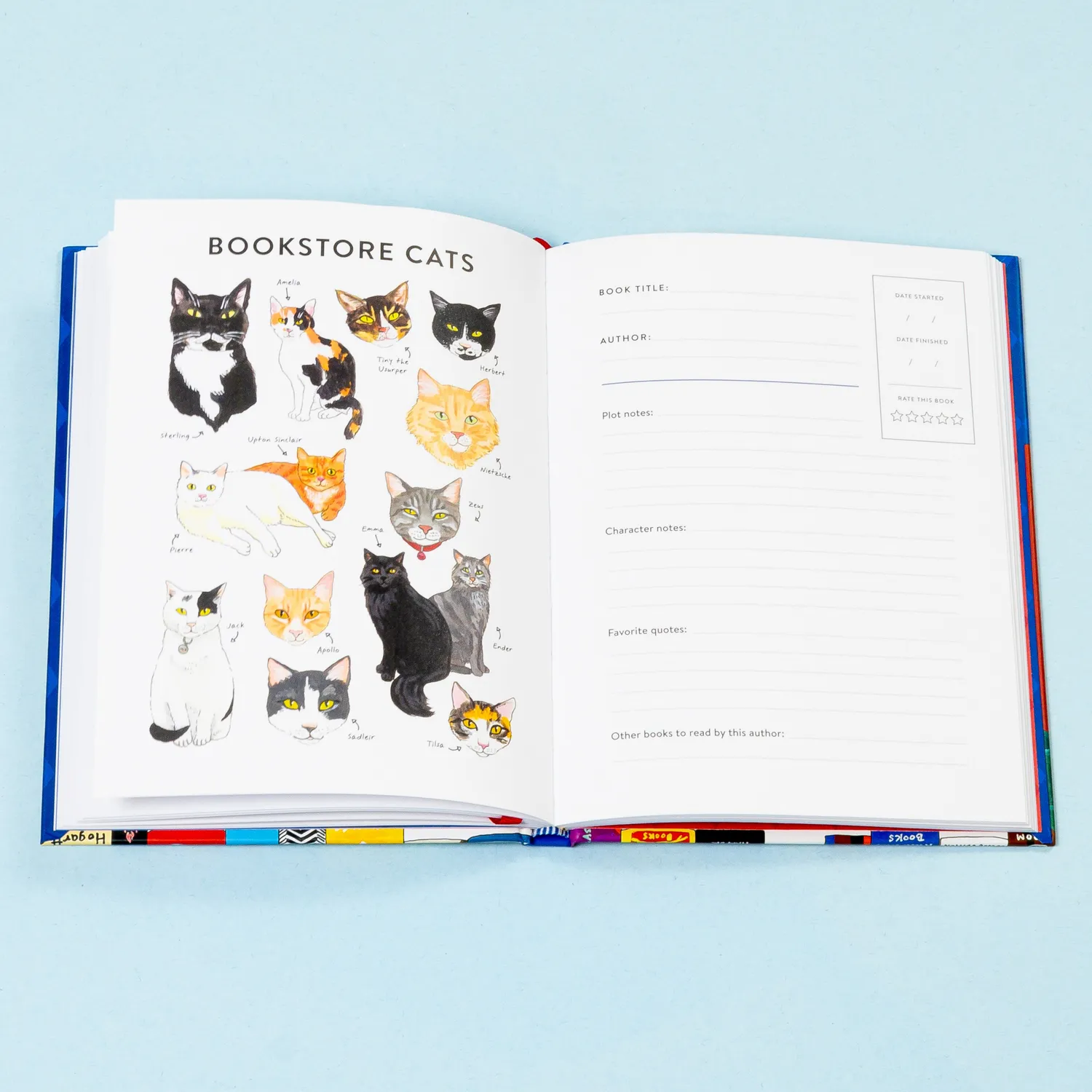 Bibliophile Reader's Journal notatbok lesedagbok illustrert