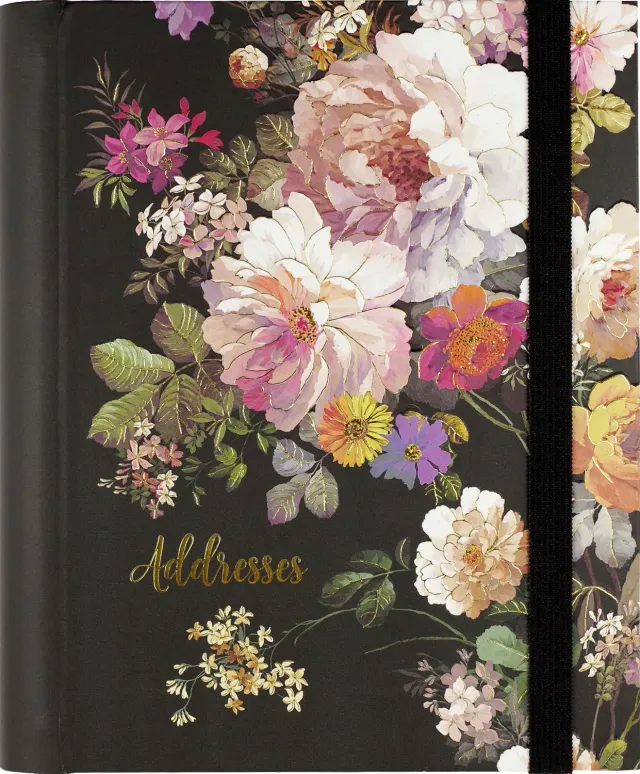 Peter Pauper Press Midnight Floral adressebok stor