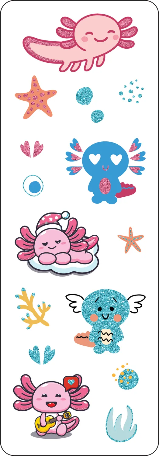 Peter Pauper Press Axolotls klistremerker 80-pk holografiske