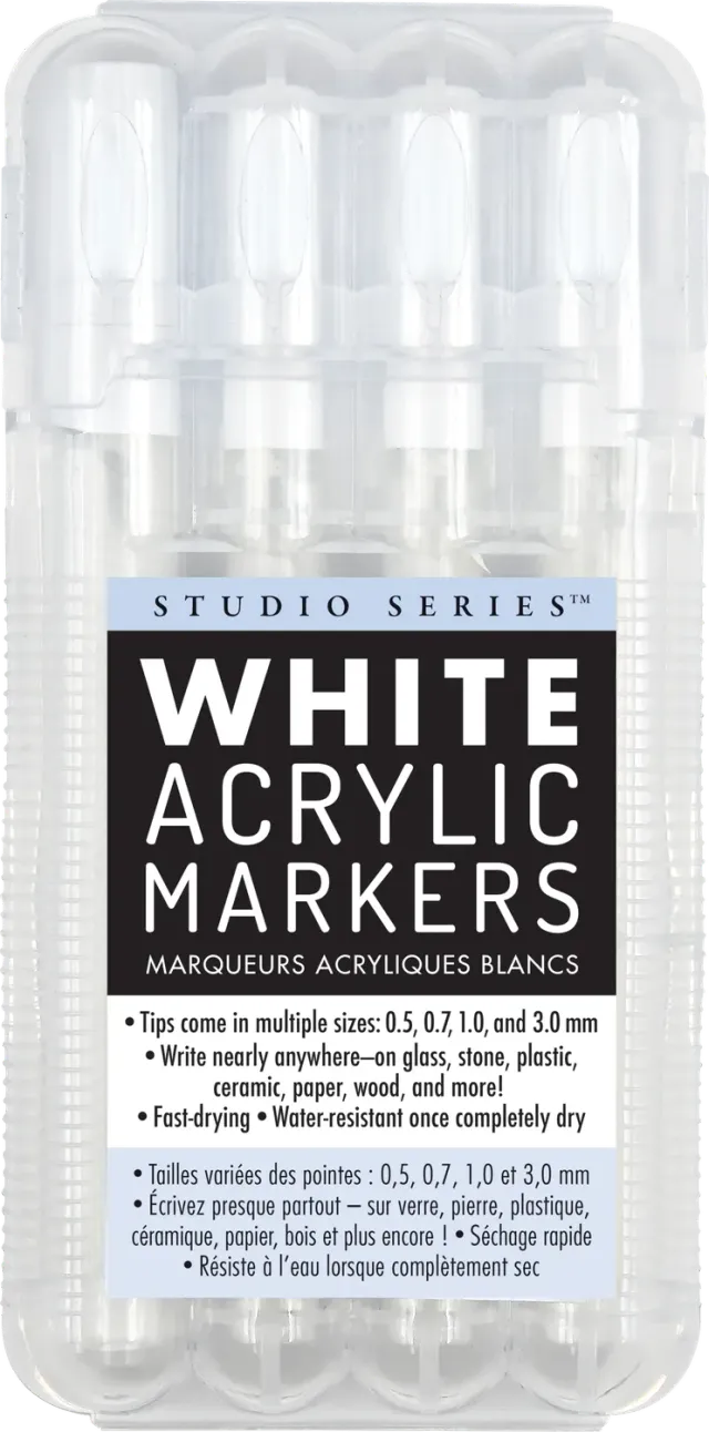 Peter Pauper Press Studio Series akrylmarkers hvite 4-pakning