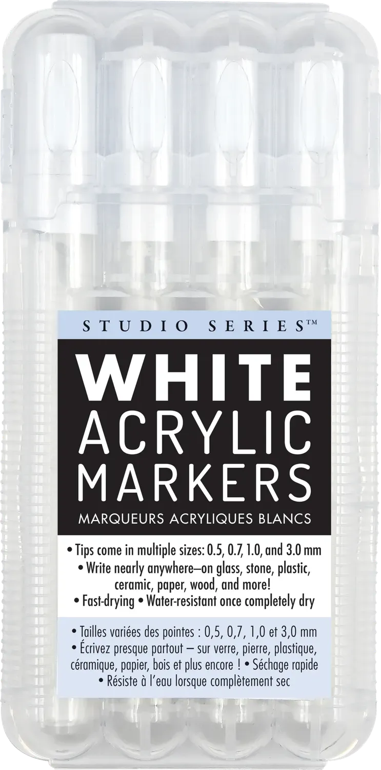 Peter Pauper Press Studio Series akrylmarkers hvite 4-pakning