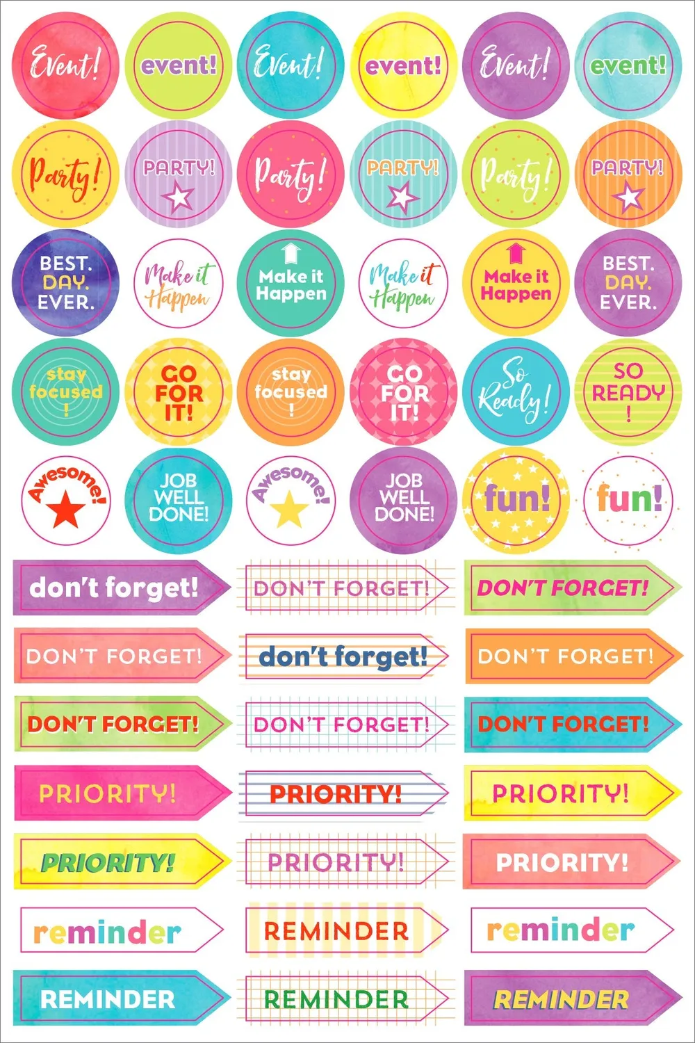 Essentials Student Planner klistremerker 575 stk fargerike