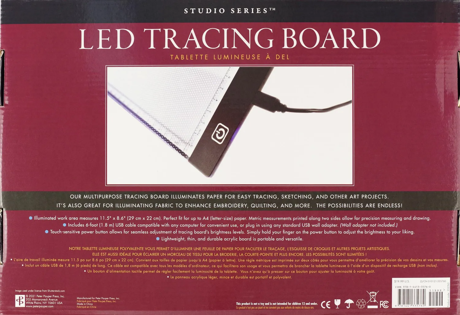 Studio Series LED lysplate tegnebrett 30x23 cm USB