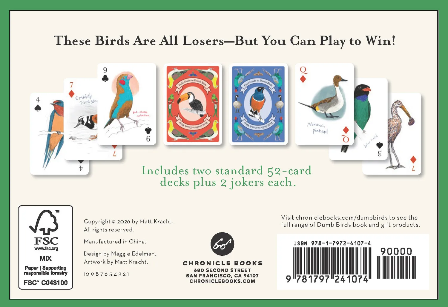 Chronicle Books Field Guide to Dumb Birds spillkort 2-pakning