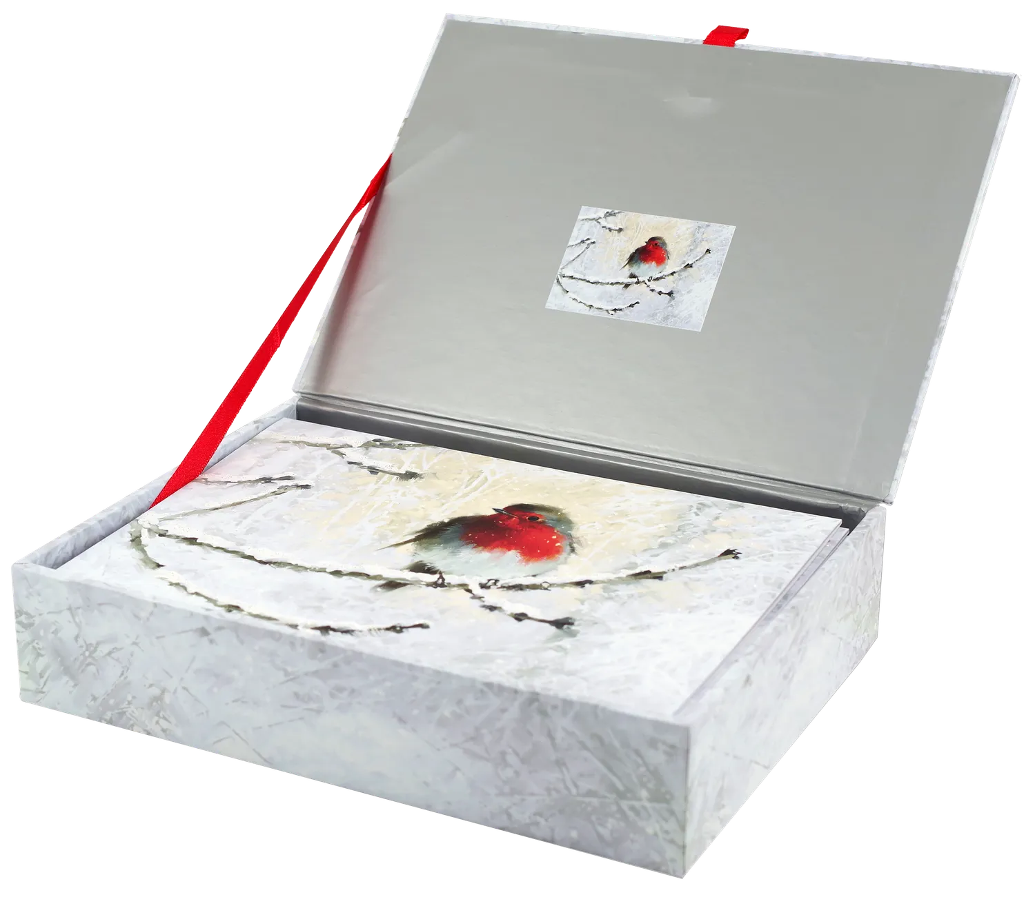 Peter Pauper Press English Robin in Winter julekort 20-pk glitter