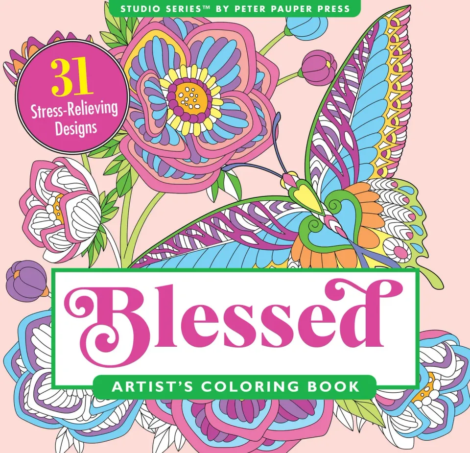 Peter Pauper Press Blessed fargeleggingsbok 31 motiver tro