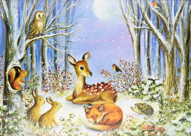 Peter Pauper Press Peaceful Forest Friends julekort 20 stk