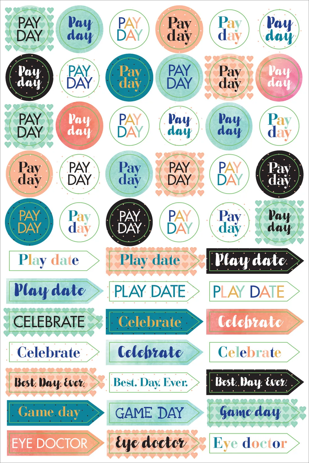 Peter Pauper Press Essentials Mom's Planner klistremerker 575 stk farger