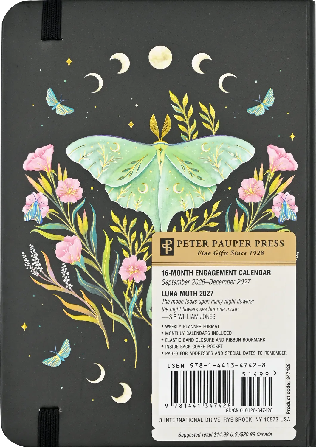Peter Pauper Press Luna Moth 2027 ukeplanlegger innbundet