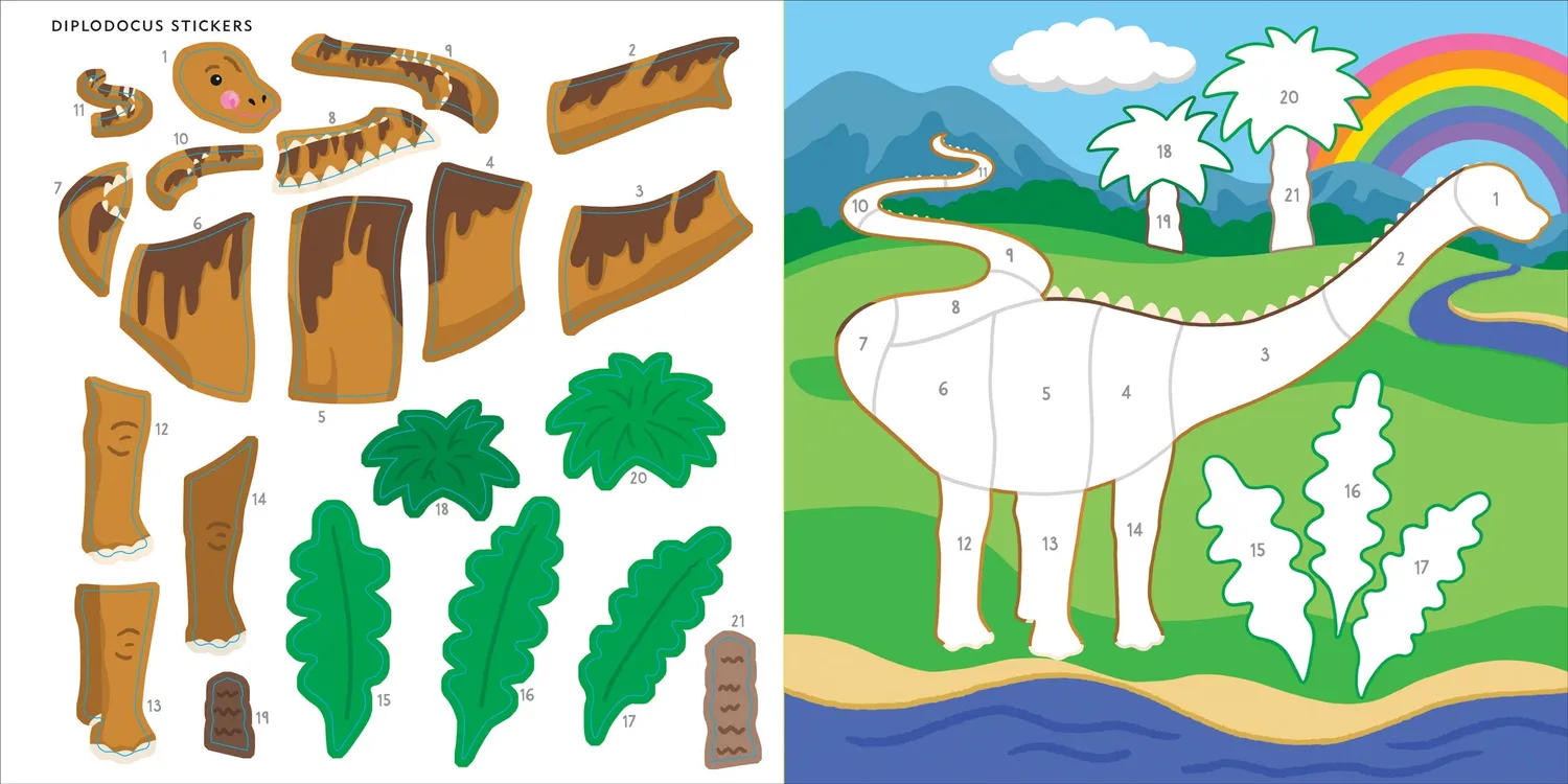 My First Color-by-Sticker Dinosaurs klistrebok 14 bilder