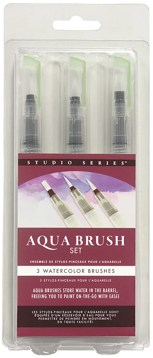 Peter Pauper Press Studio Series Aqua Brushes vannpensel 3-pk