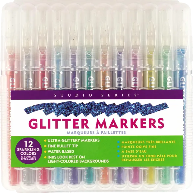 Studio Series Glitter Markers tusjer 12 stk glitter