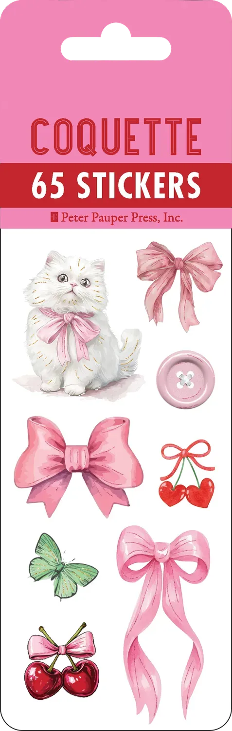 Peter Pauper Press Coquette klistremerkesett 65 stk rosa
