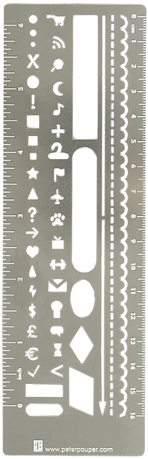 Peter Pauper Press Metal Stencil bokmerke sjablong linjal