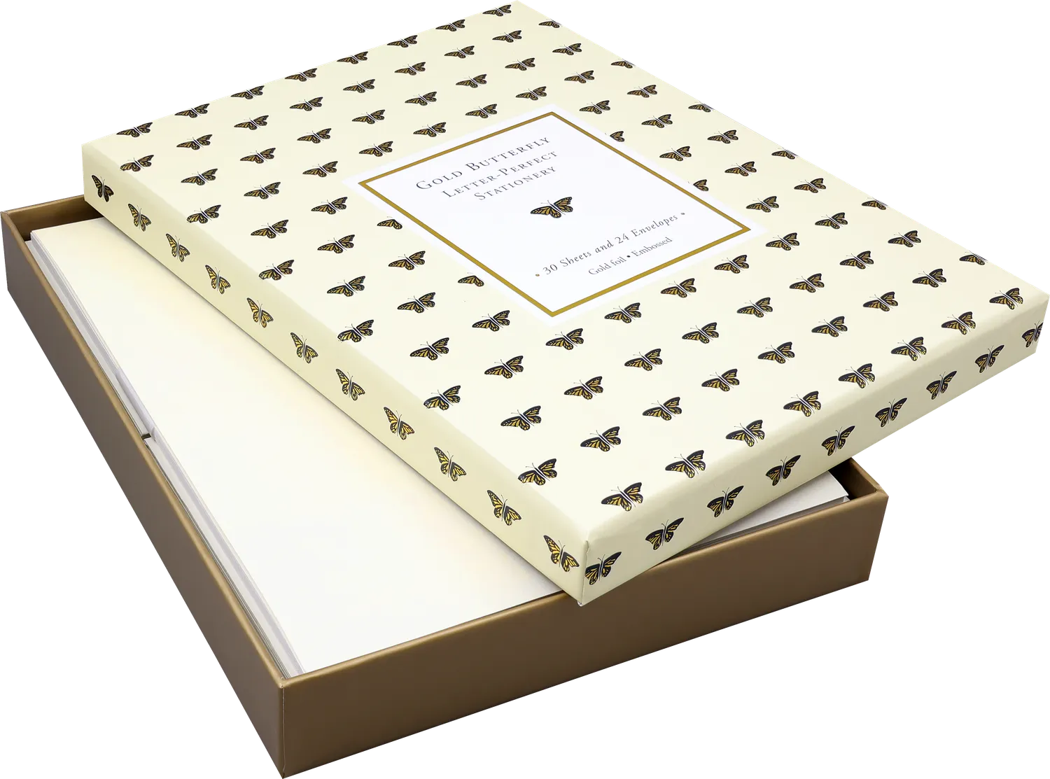 Peter Pauper Press Gold Butterfly brevpapirsett 30 ark gull