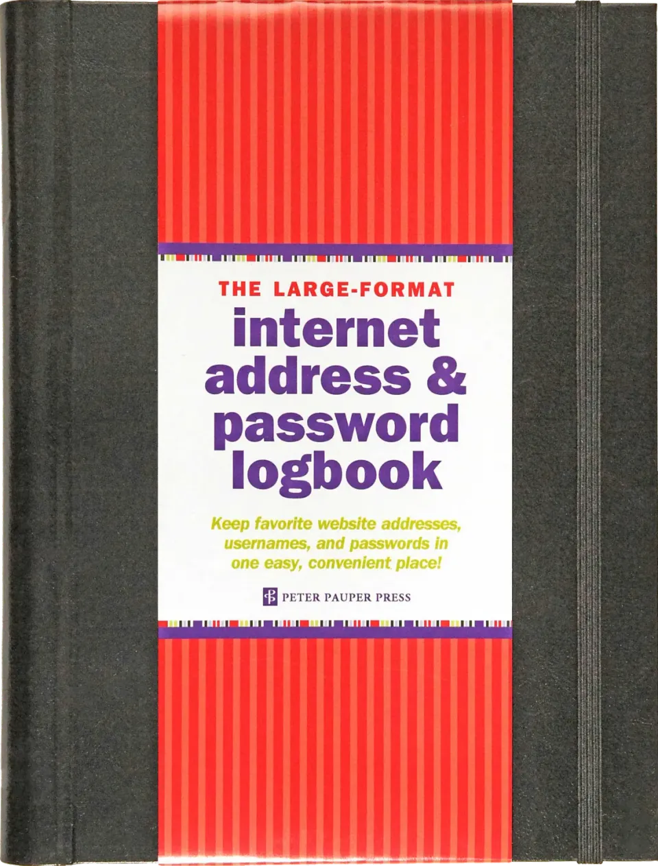 Peter Pauper Press Large-Format Internet Address Password Logbook passordbok svart