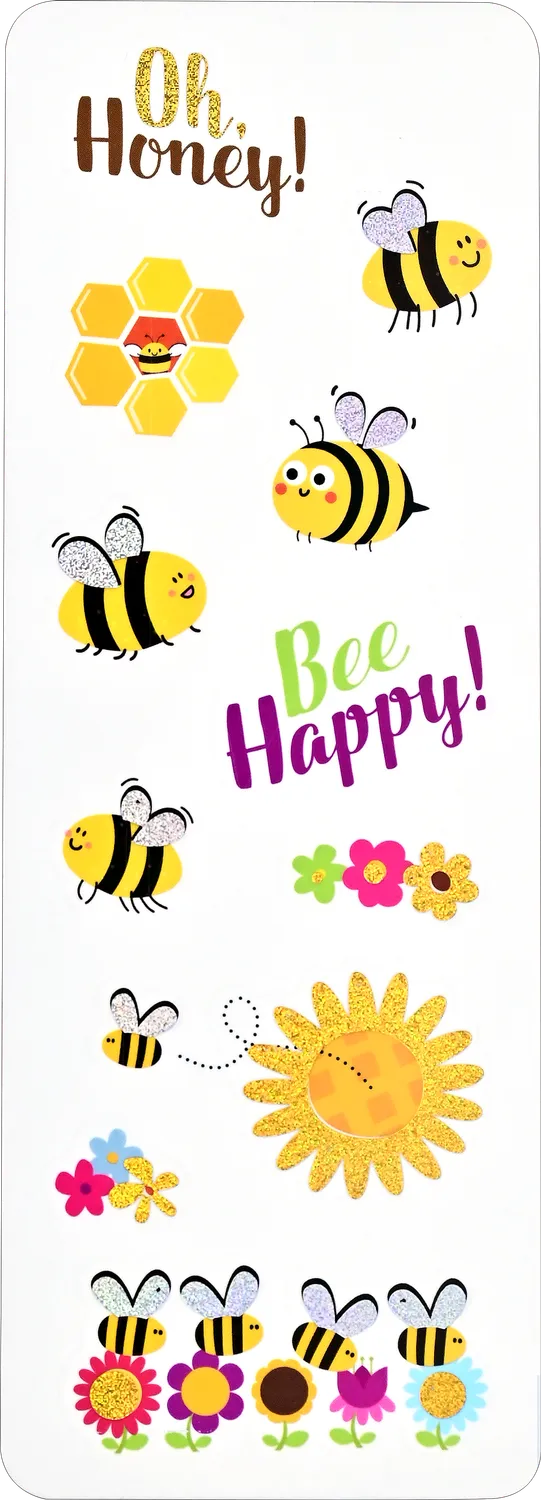 Peter Pauper Press Buzzy Bees klistremerker 70-pk holografisk