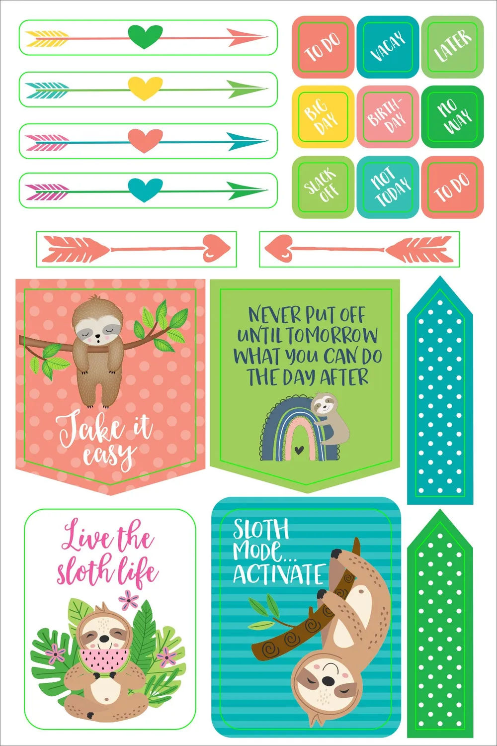 Peter Pauper Press Essentials Sloth klistremerker 160 stk planlegger