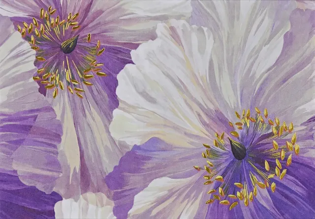 Peter Pauper Press Poppies in Bloom notatkort 14-pakn gullfolie