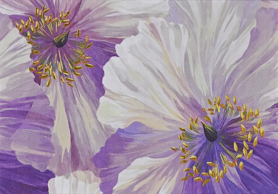 Peter Pauper Press Poppies in Bloom notatkort 14-pakn gullfolie