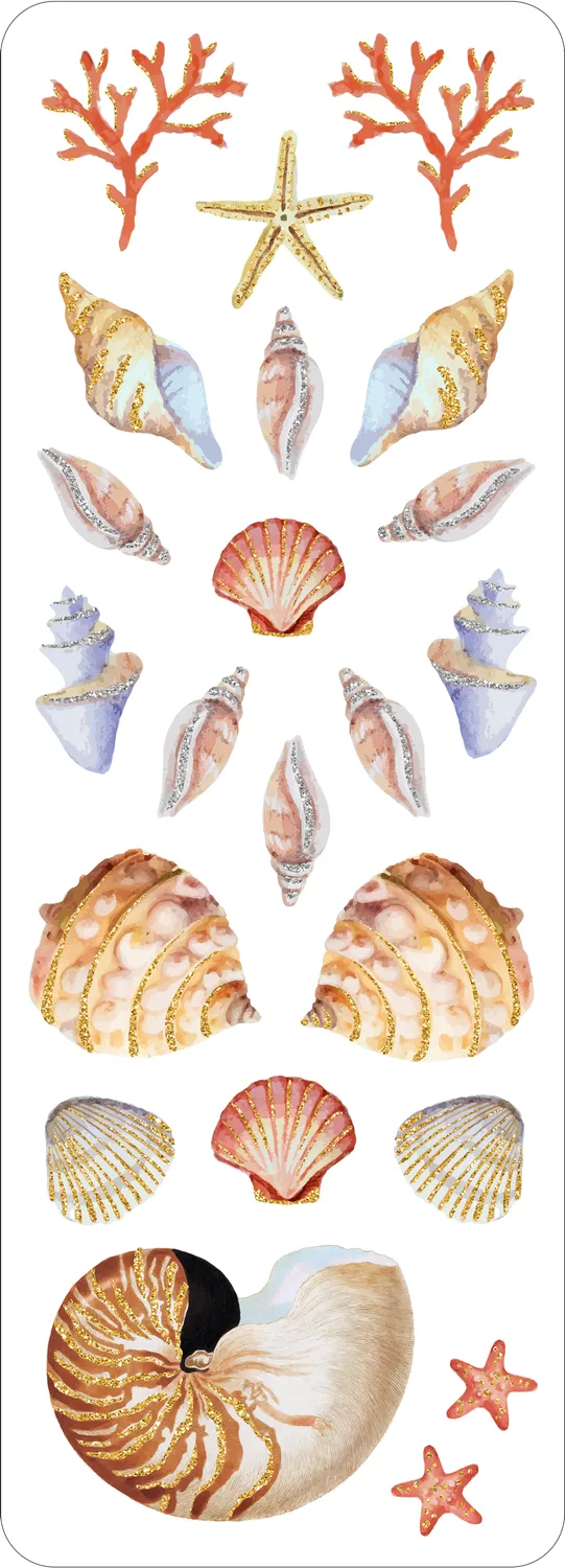 Peter Pauper Press Seashells klistremerker 100+ stk
