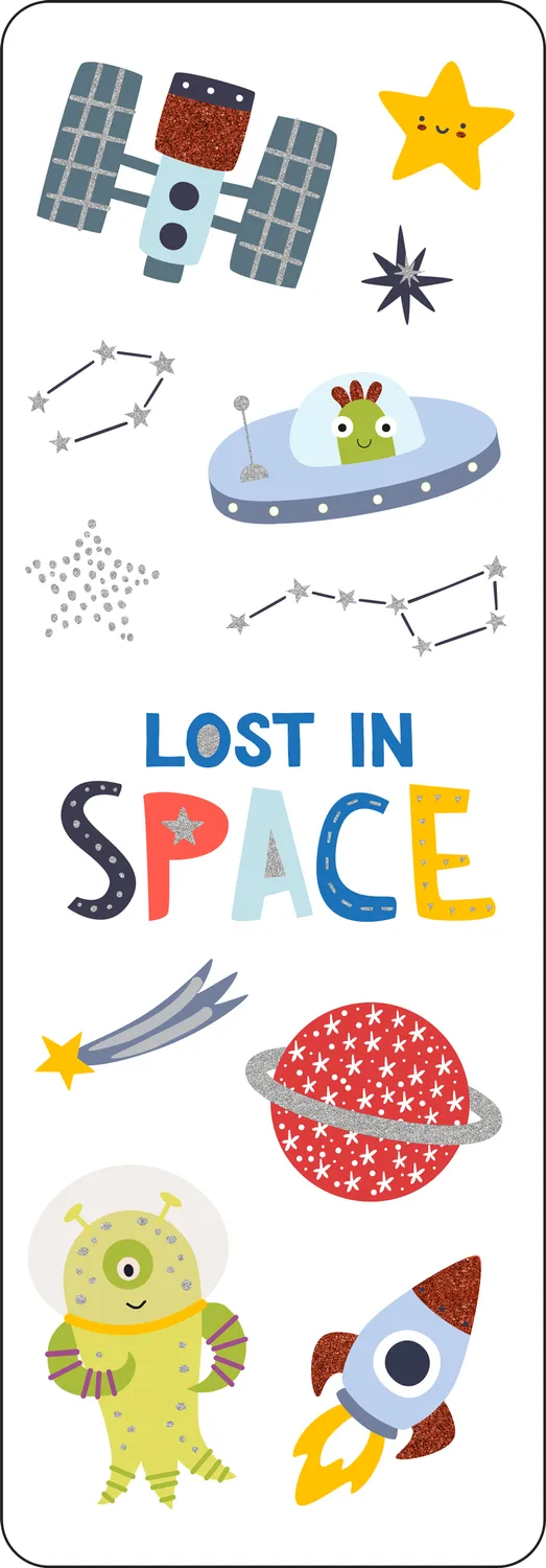 Peter Pauper Press Lost in Space klistremerkesett 70 stk holografisk
