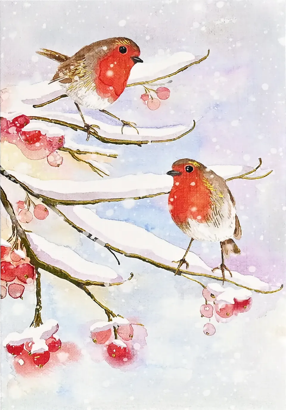 Peter Pauper Press English Robins in Snow julekort 20-pk liten