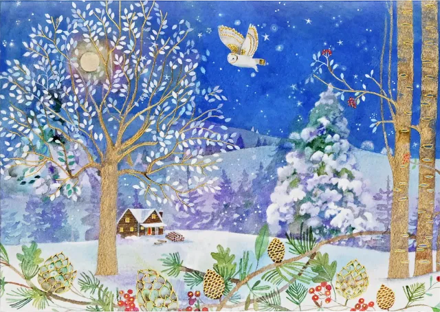 Peter Pauper Press Winter Starlight julekort 20 stk gull