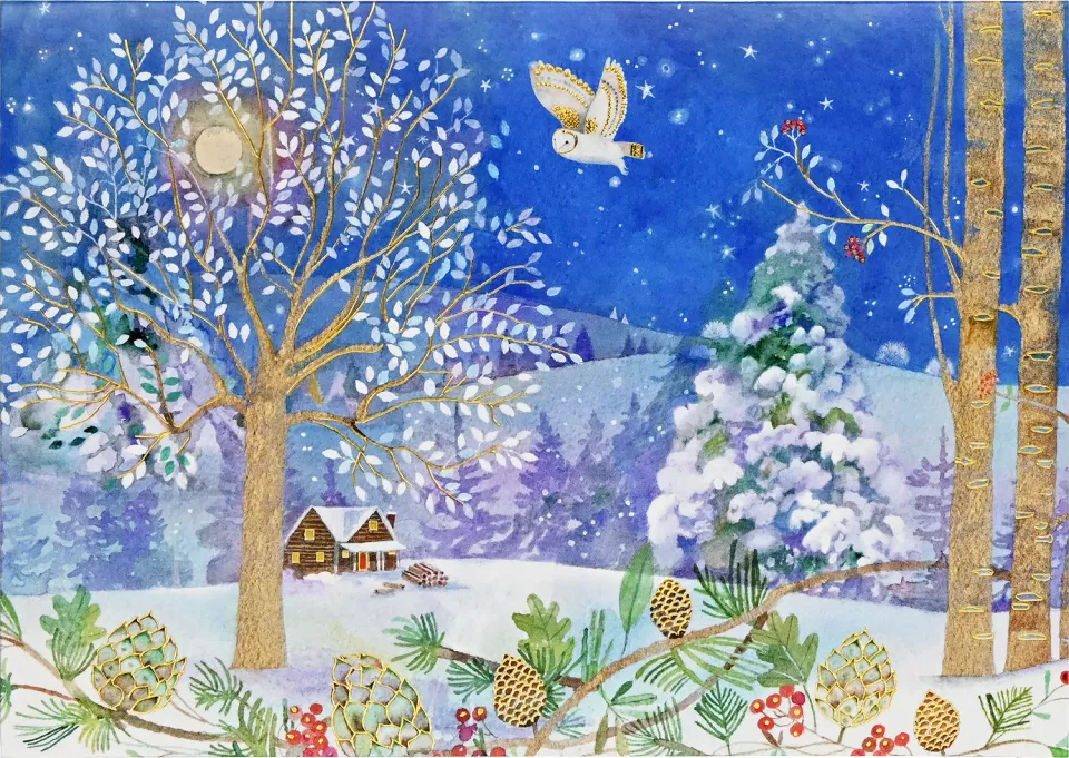 Peter Pauper Press Winter Starlight julekort 20 stk gull