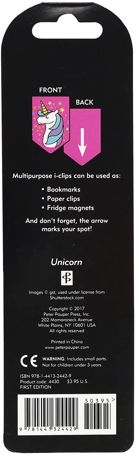 Peter Pauper Press Unicorns i-clips bokmerker 8 stk magnetiske