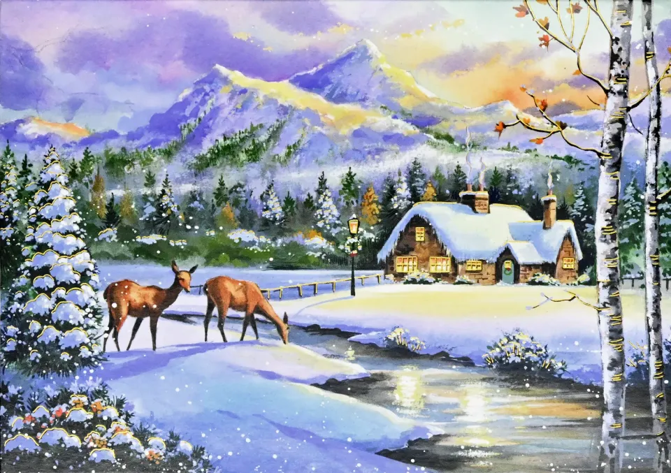 Peter Pauper Press Winter Sunset julekort 20-pk gullfolie